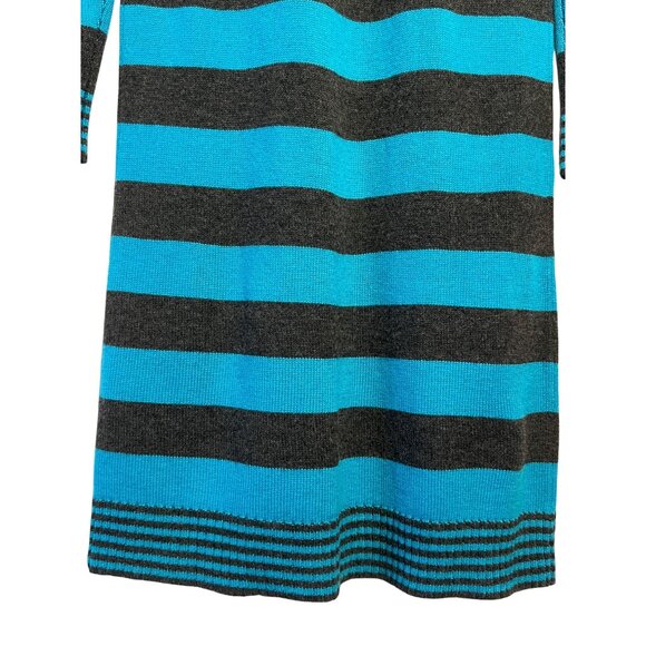 Express Women S Striped Sweater Dress Mini Blue/Black Nylon/Rayon/Wool Pockets - Picture 10 of 16